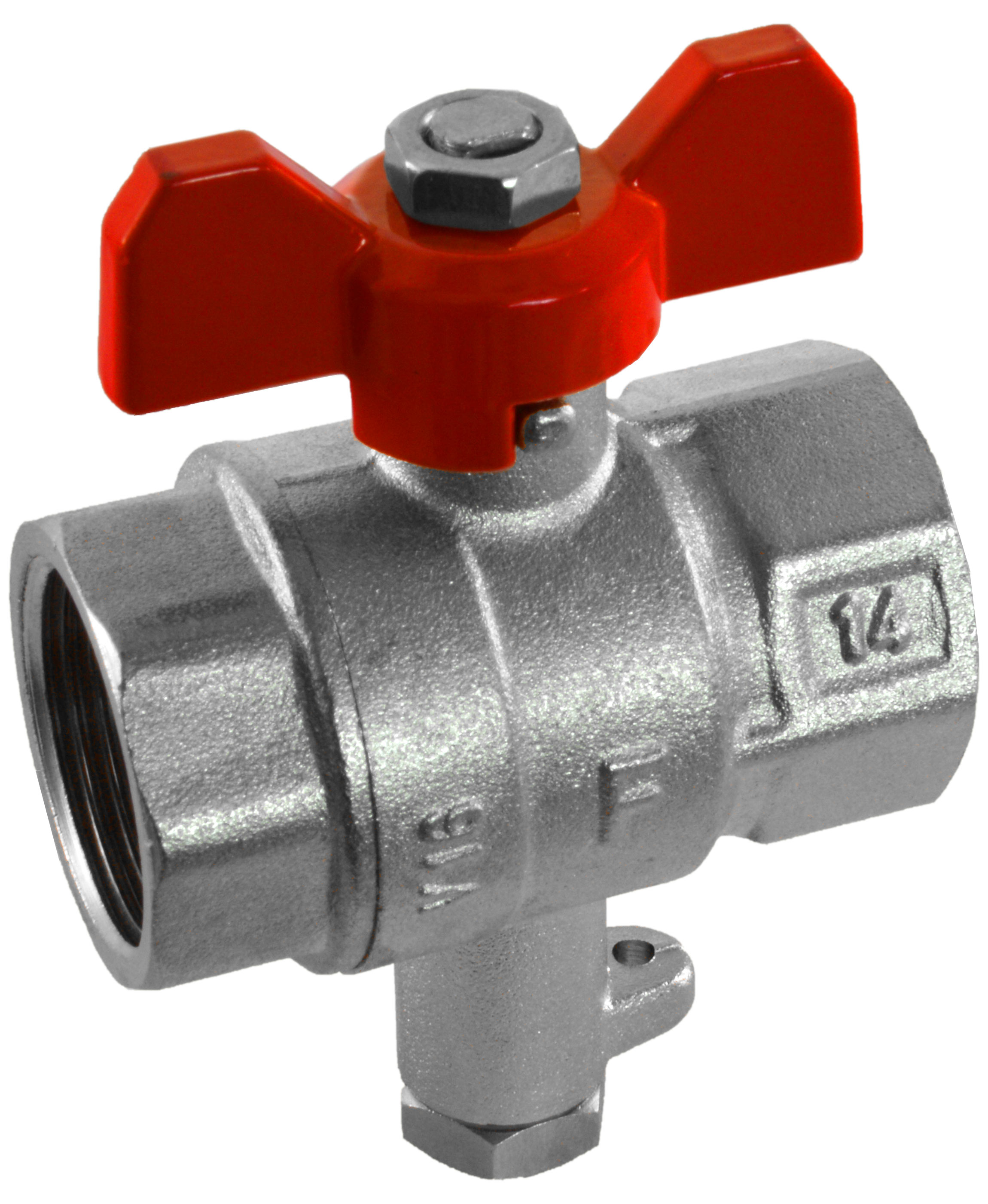 Ferro Kurek kulowy z trójnikiem do czujnika ciepłomierza 1/2'' KMT1