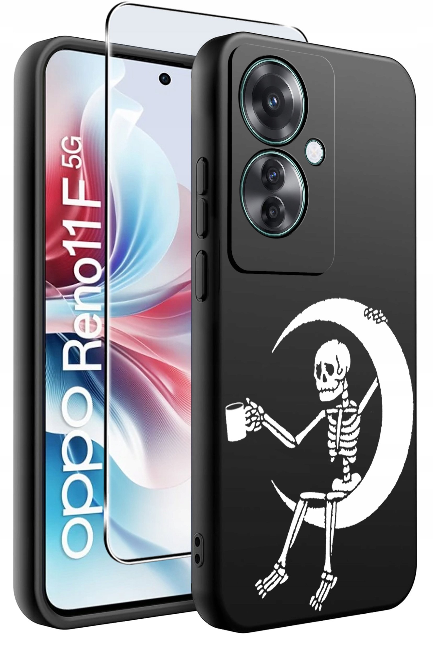 ETUI do Oppo Reno11 F 5G WZORY | SILIKONOWE MATT CASE + SZKŁO HARTOWANE 9H