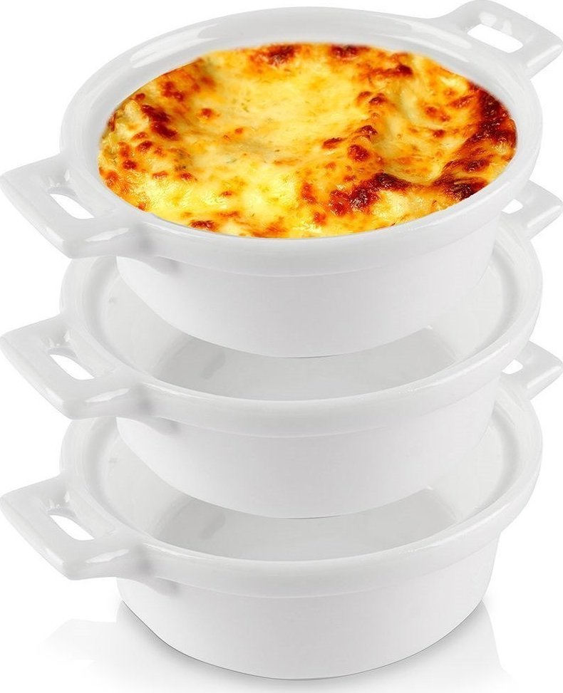 Excellent Houseware Kokilki Miseczki Porcelanowe Do Zapiekania 3 Szt. Okrągłe