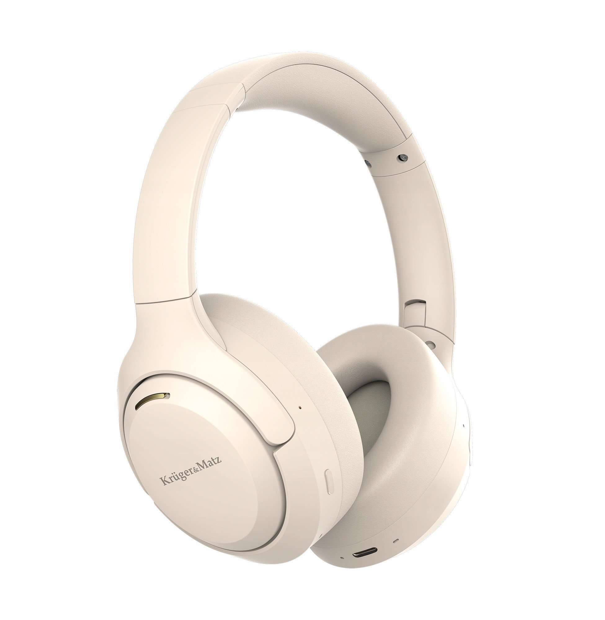 Bezprzewodowe słuchawki nauszne z ANC , Kruger&Matz F8A , beżowe