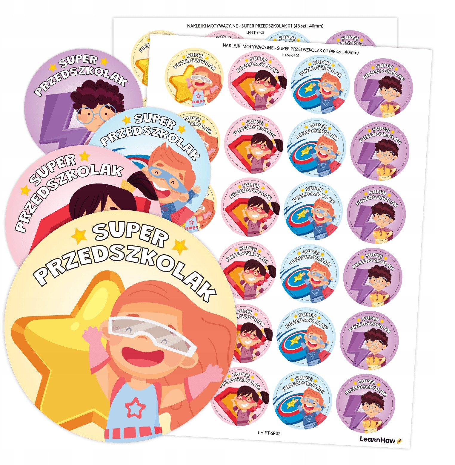 Naklejki motywacyjne - Super przedszkolak 48szt