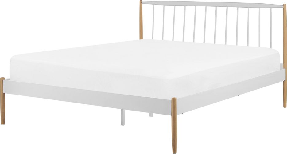 Beliani Łóżko metalowe 160 x 200 cm białe MAURS