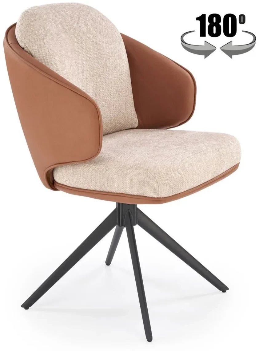 Krzesło tapicerowane K554 brązowe/beżowe obracane HALMAR