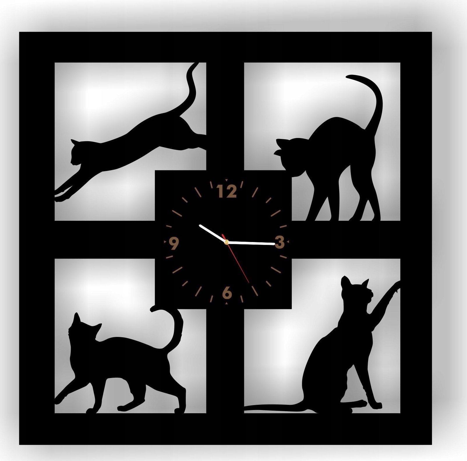 naSciane Zegar ścienny KOT kotek cichy na prezent wyprzedaż
