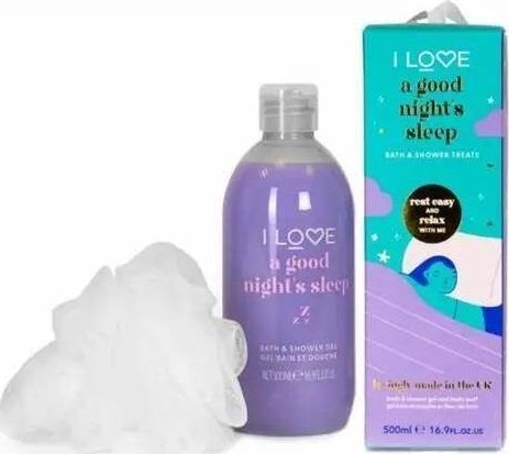 I love I Love A Good Night's Sleep zestaw żel do kąpieli i pod prysznic 500ml + myjka do ciała