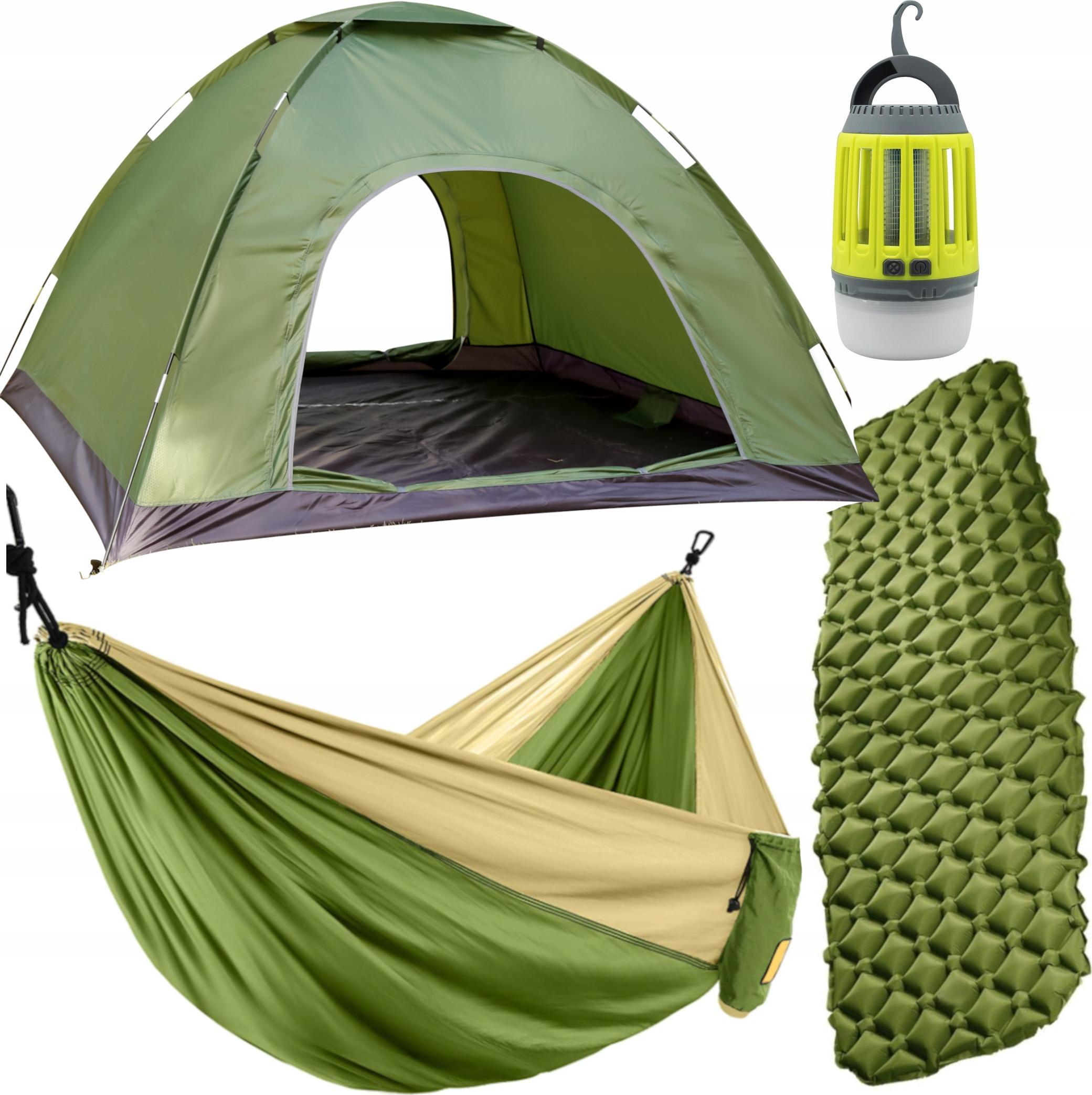 Namiot turystyczny Jack Mors Zestaw Biwakowy Namiot Materac Hamak Lampa Khaki
