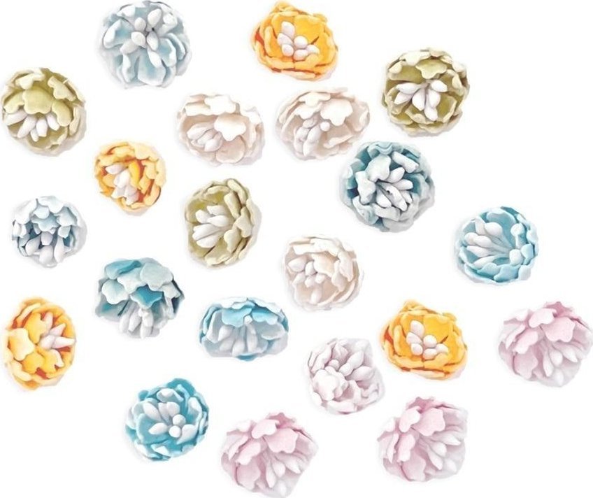 Kamelie papierowe tęczowe 1,5cm 21szt