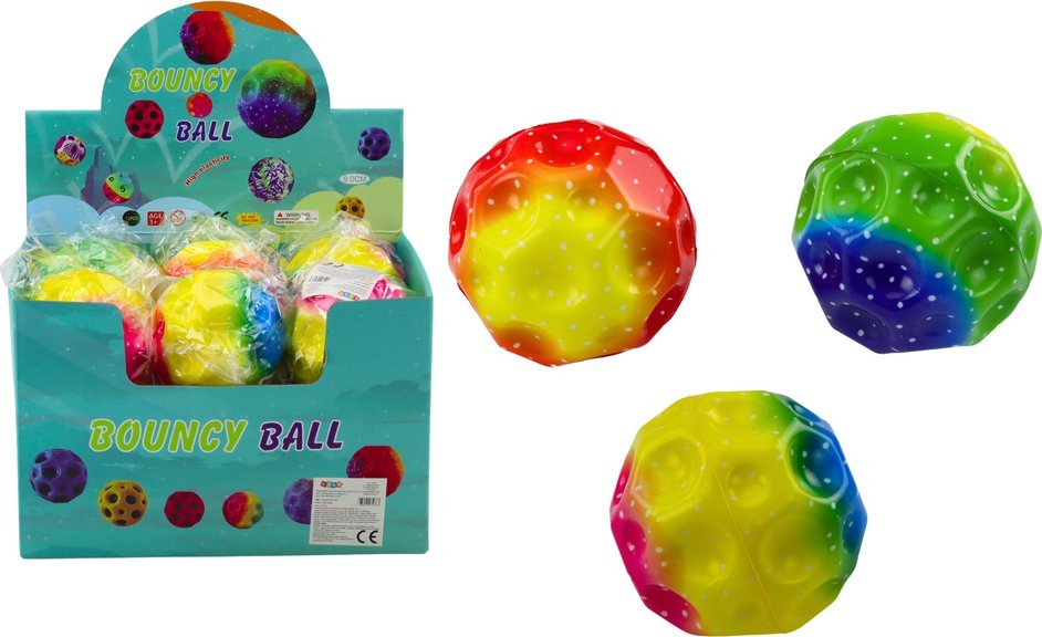 LeanToys Piłeczka Świecąca Do Odbijania Ugniatania z Wgłębieniami Kolorowa 9,5cm