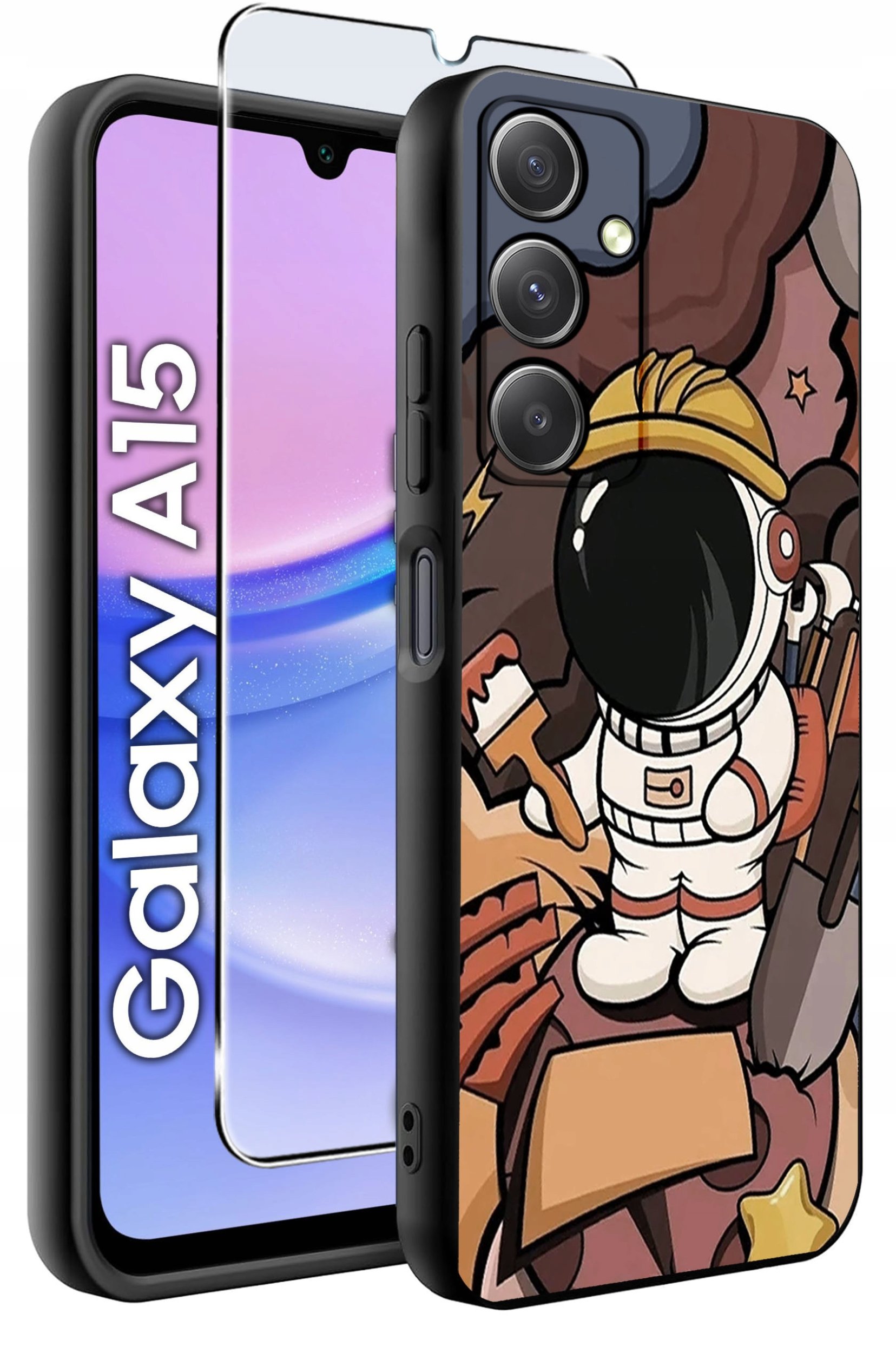 ETUI do Samsung A15 4G | 15 5G WZORY | SILIKONOWE MATT CASE + SZKŁO 9H