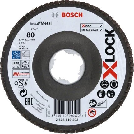 Bosch Bosch X-LOCK serrated lock washer X571 Best for Metal, 125mm, grinding wheel (O 125mm, K 80, angled version)