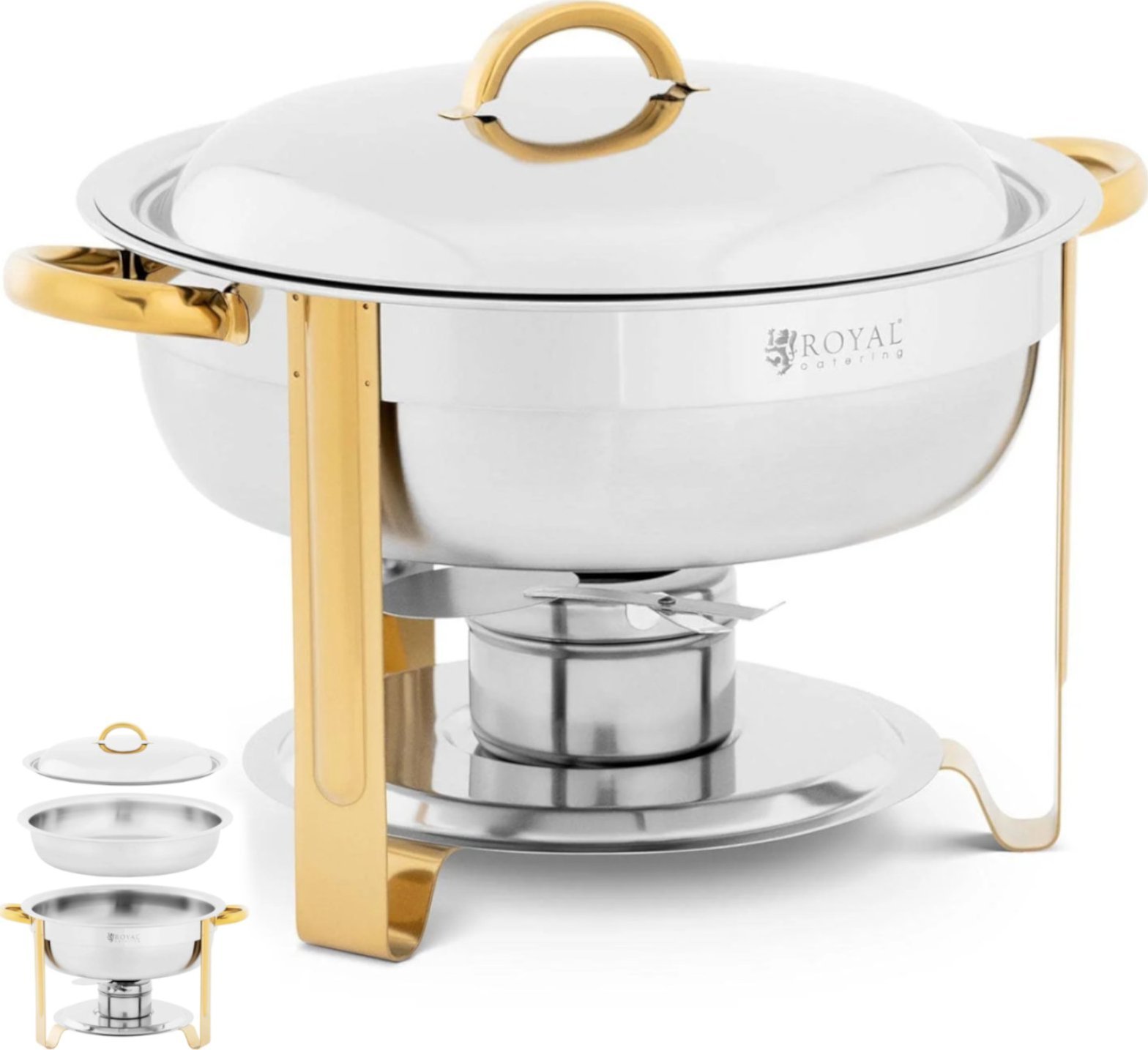 Royal Catering Podgrzewacz do potraw stołowy okrągły na pastę z pokrywą 4.5 l Podgrzewacz do potraw stołowy okrągły na pastę z pokrywą 4.5 l