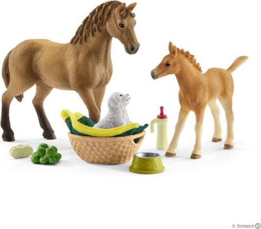 Figurka Schleich Zestaw pielęgnacyjny Quarter koń + źrebię (SLH 42432)