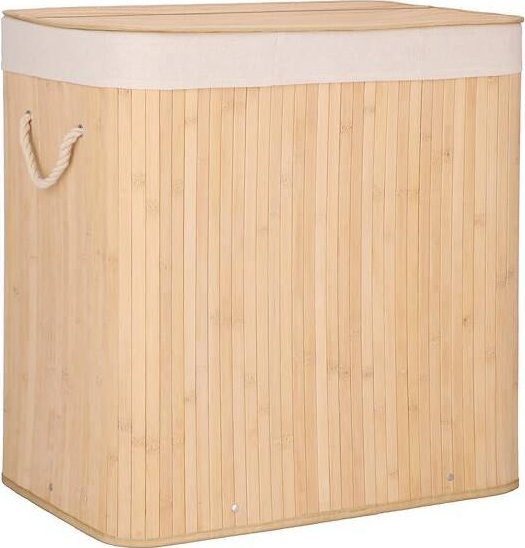 Springos Kosz na pranie 150l z pokrywą bambusowy, trzykomorowy brązowy UNIWERSALNY