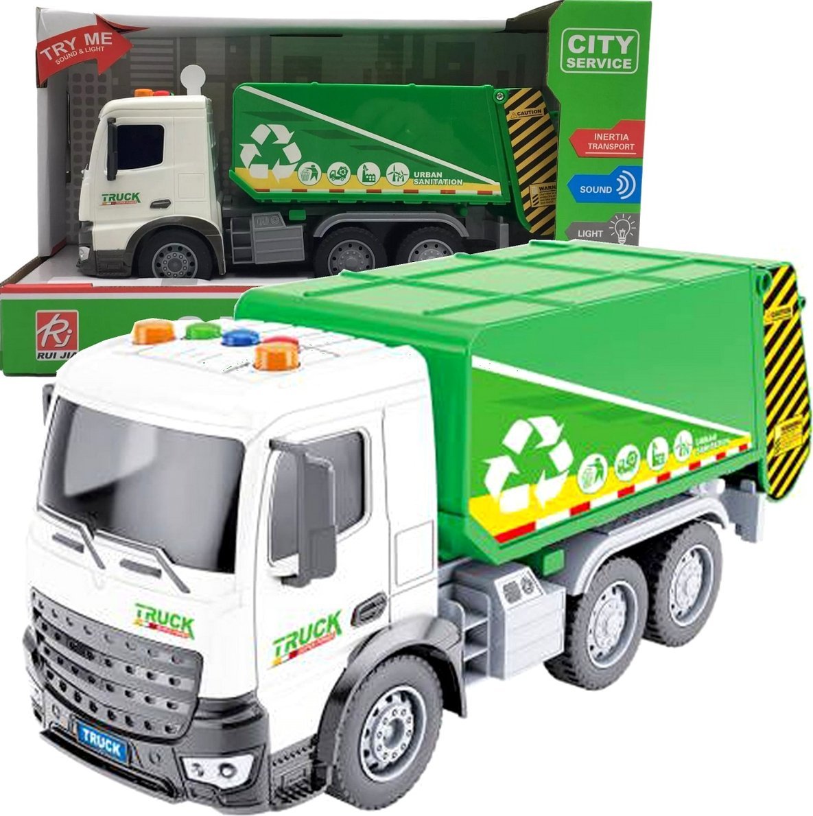 Qulki Śmieciarka Auto Truck Samochód dla dzieci do wywozu śmieci Napęd światła