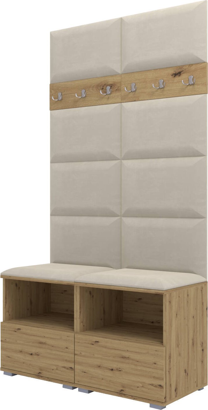 Ravio Tapicerowana garderoba Nela III - kolor dąb artisan + tkanina Trinity 01