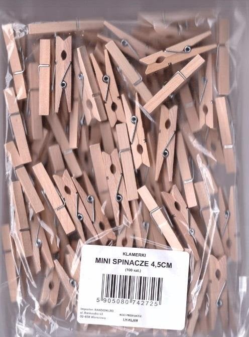 LearnHow Klamerki mini spinacze 4,5cm 100szt