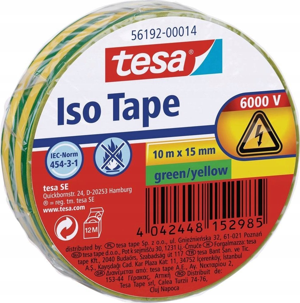 Tesa tesa Isolierband 10m 15mm grün/gelb