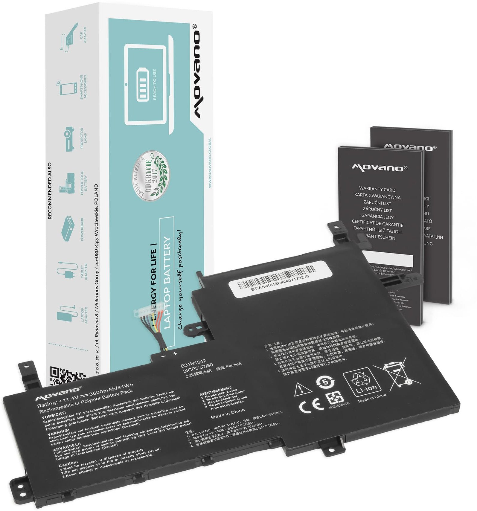 Bateria Movano do Asus Vivobook K513E, M513I, S513E, V531FA