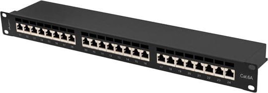 Lanberg Patch panel 1U 19" 24x RJ-45 Kat.6A Czarny (PPSA-1024-B)