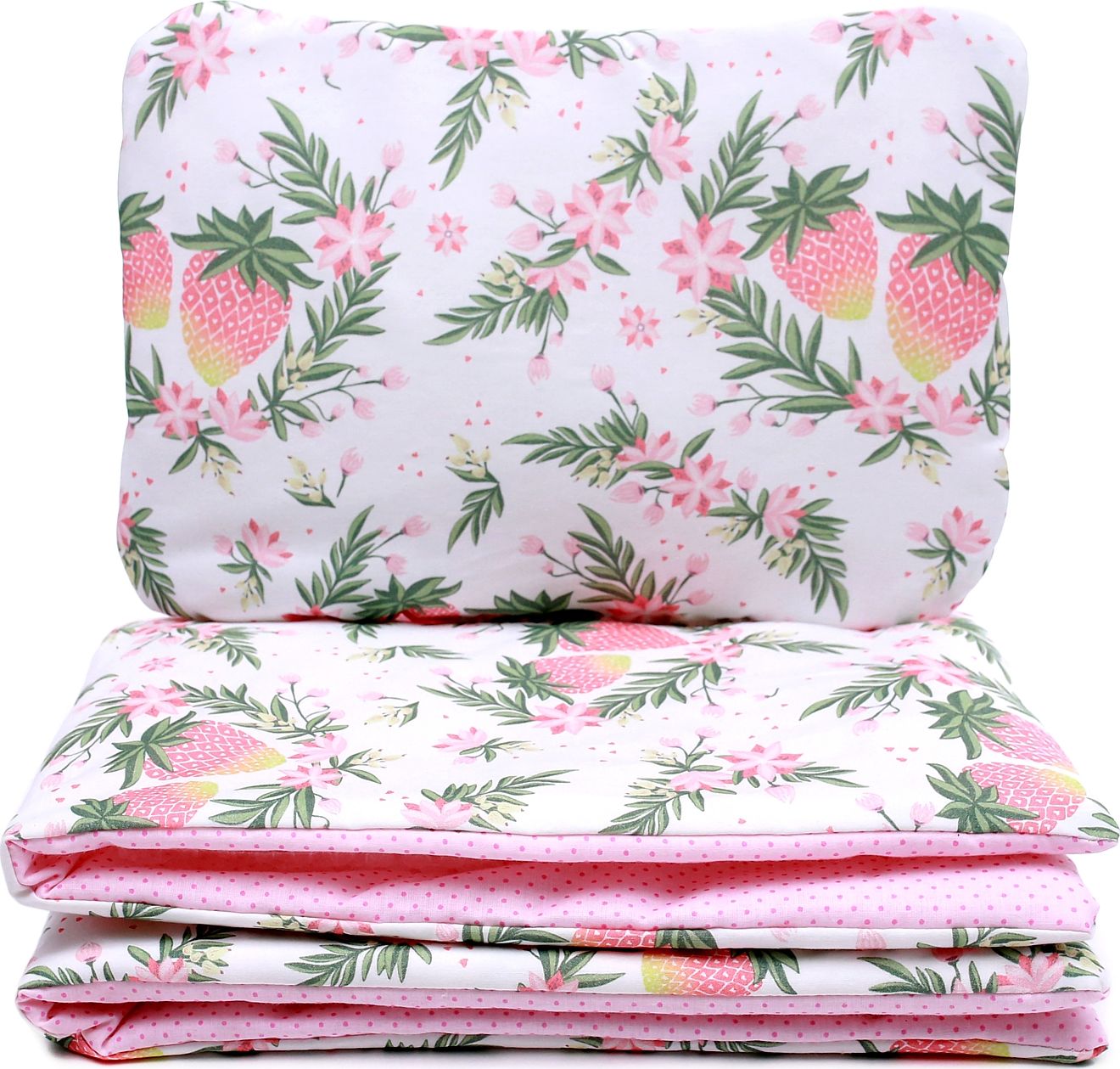 Pulp Pulp, Pościel z wypełnieniem do gondoli i wózeczka Truskawki Kołderka 52cm x 72cm Poduszka 23 cm x 33cm