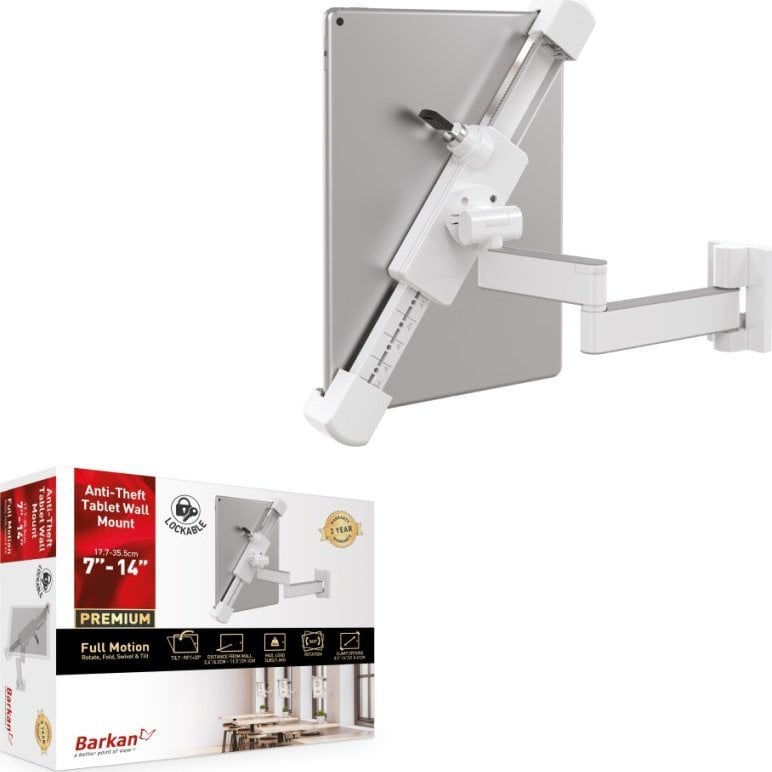 Uchwyt do tabletu 7-14" obrotowy ścienny z zamkiem