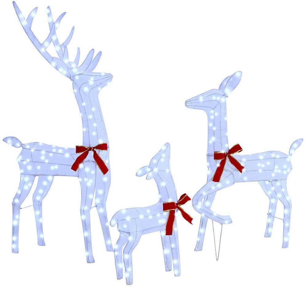 vidaXL Rodzina reniferów 3 pcs Zimna biel 68 x 26 x 127 cm tkanina