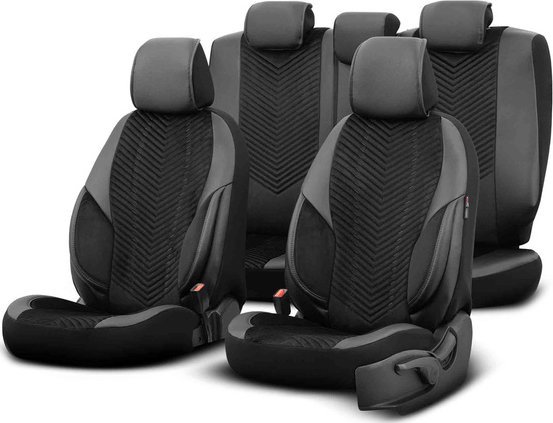 AMiO Komplet pokrowców na fotele samochodowe OTOM ADVANCED 204 BLACK BABYFACE 3-ZIP