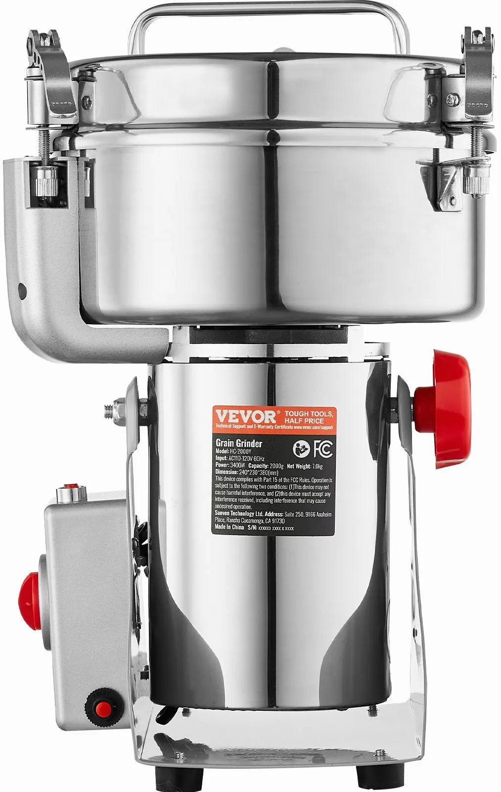 Młynek zbożowy elektryczny 3400W stal nierdzewna szybki pasza mąka stojący