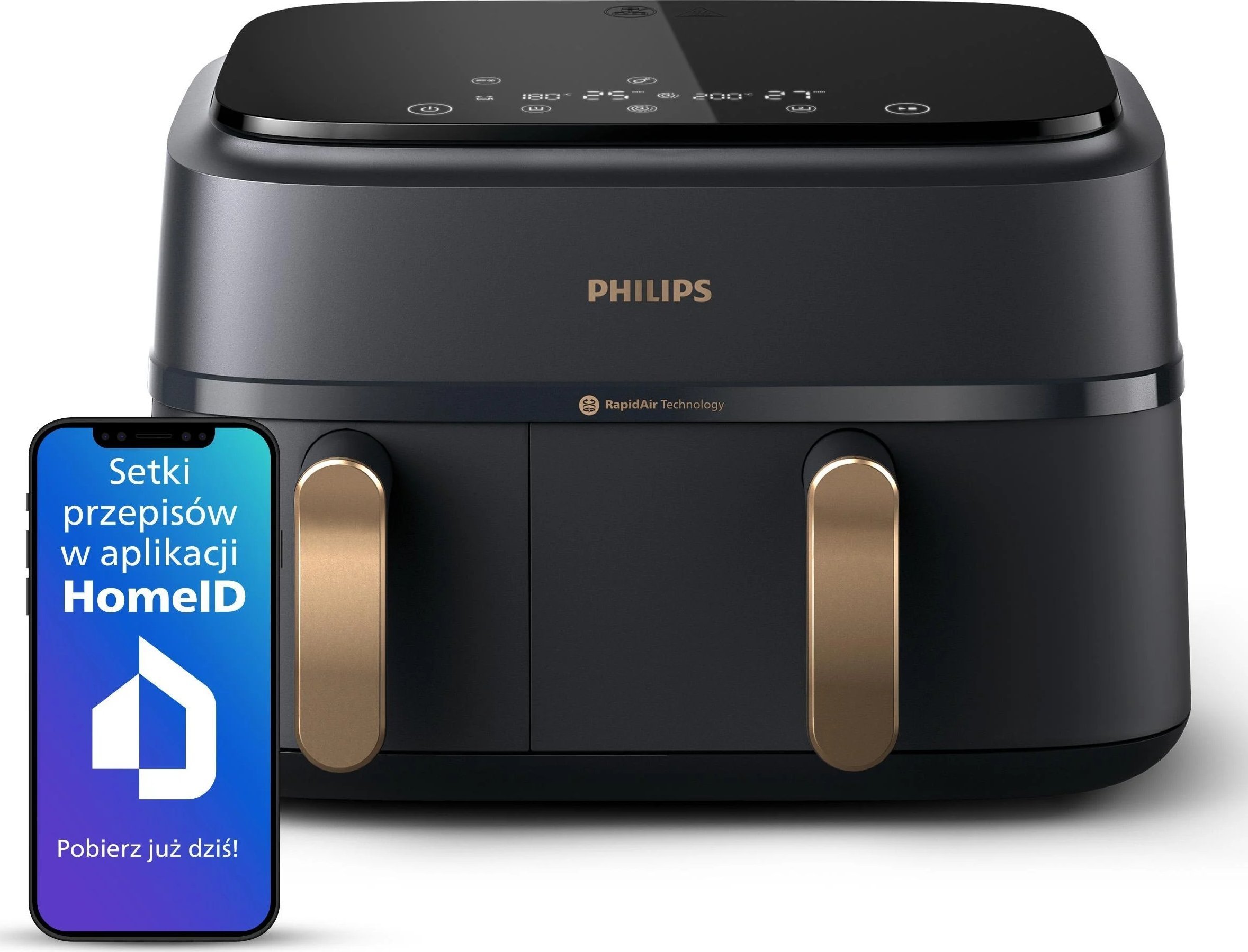 Frytkownica beztłuszczowa Philips Ovi Dual Basket NA352/00