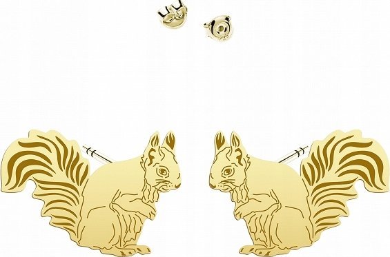 Radziszewska Jewellery Kolczyki Pozłacane z Wiewiórką 925 Prezent Dziecko Sztyfty DEDYKACJA GRATIS