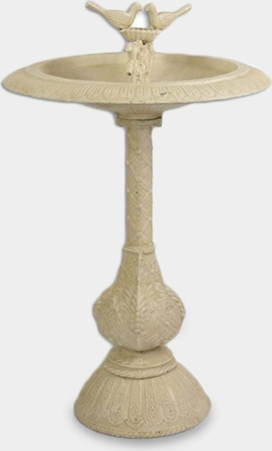 rzezbyzbrazu Duże Żeliwne Poidełko dla Ptaków na Podstawie do Ogrodu Biały