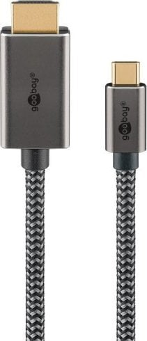Kabel tekstylny USB-C™ do HDMI™ 4K @ 60 Hz, 2 m, czarny srebrny - Długość kabla 2 m