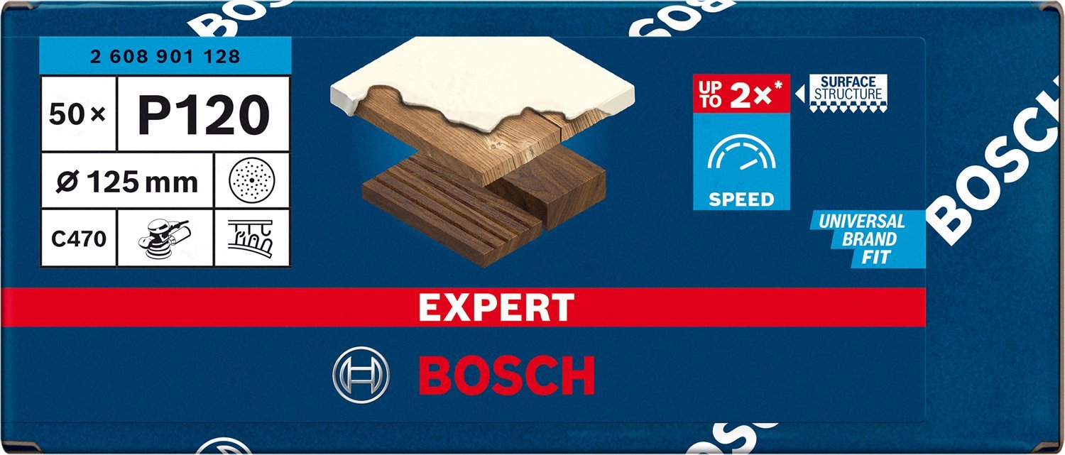 Bosch Bosch Expert C470 sanding sheet, 125mm, K120 multi-hole (50 pieces, for eccentric sander)