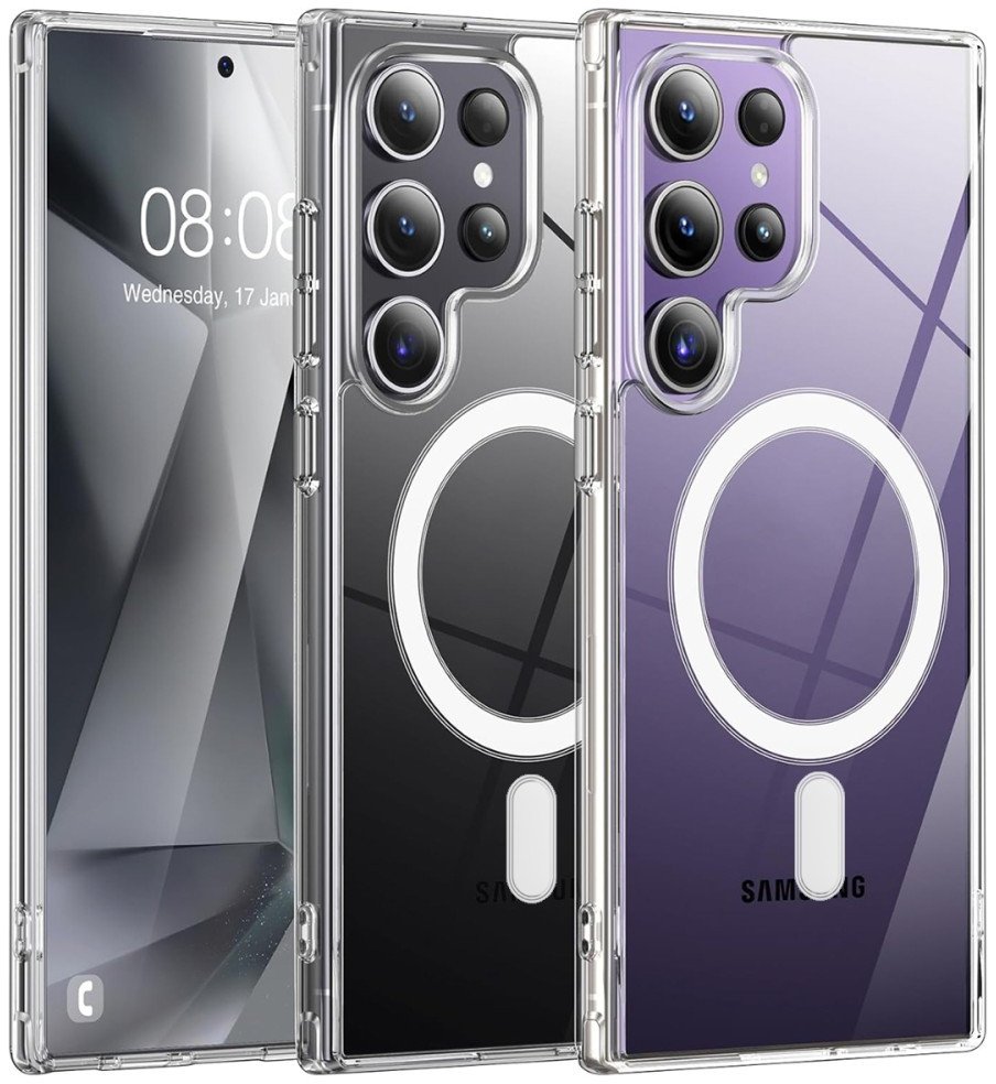 Etui Supero Magsafe do Samsung Galaxy S25 Ultra, polprzezroczysto-biale