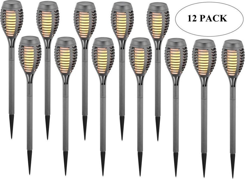 Saska Garden Pochodnia lampa solarna tańczące płomyki 12 led SMD szara - 12szt