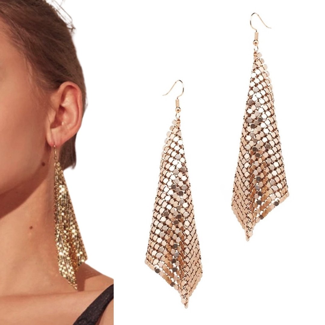 Długie LEKKIE efektowne kolczyki na wesele studniówkę pokaz galę wyjście