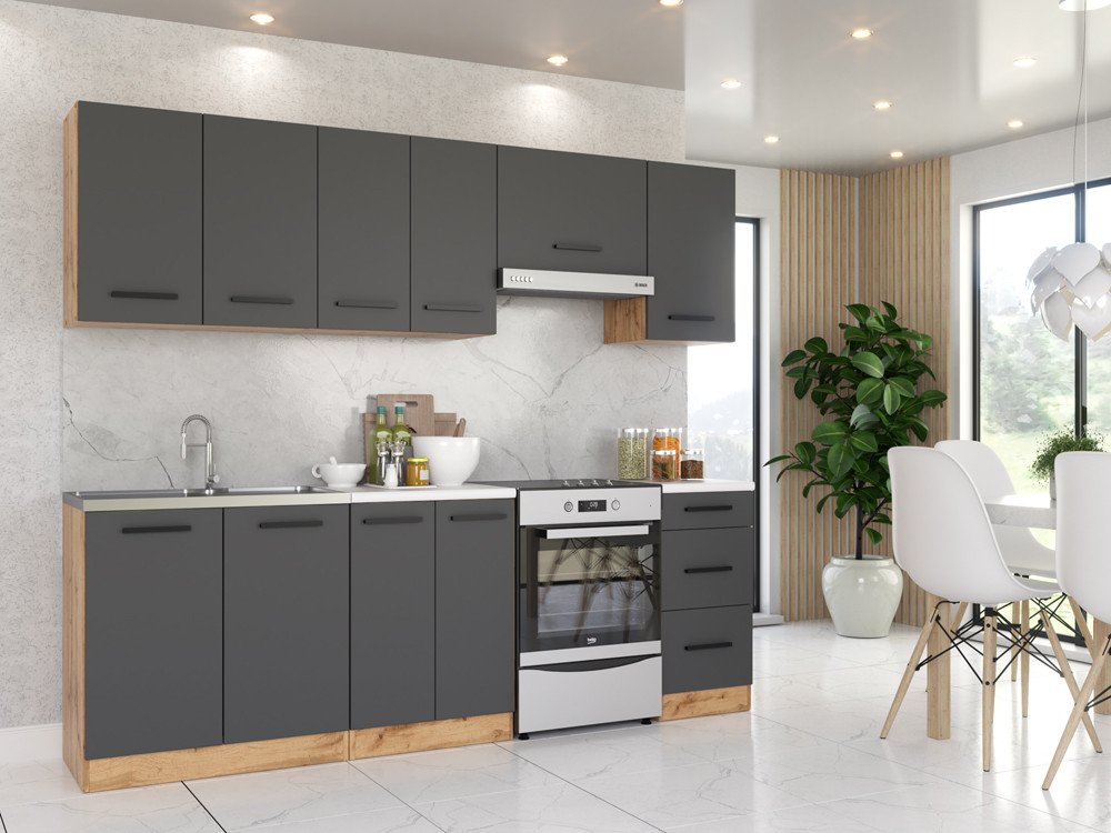 Kuchnia Modułowa Nowoczesna Z Blatem Mokka 2.4m Wotan San Sebastian Szary