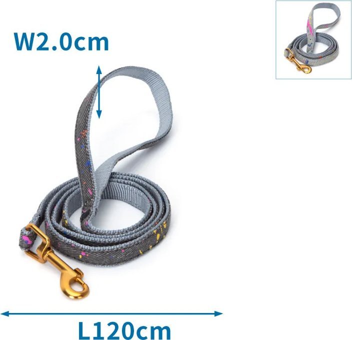 Nobleza Smycz dla psa W2.0*L120CM GREY/BLACK IRREGULAR VARNISHED DOG LEASH W2.0*L120CM GREY/BLACK