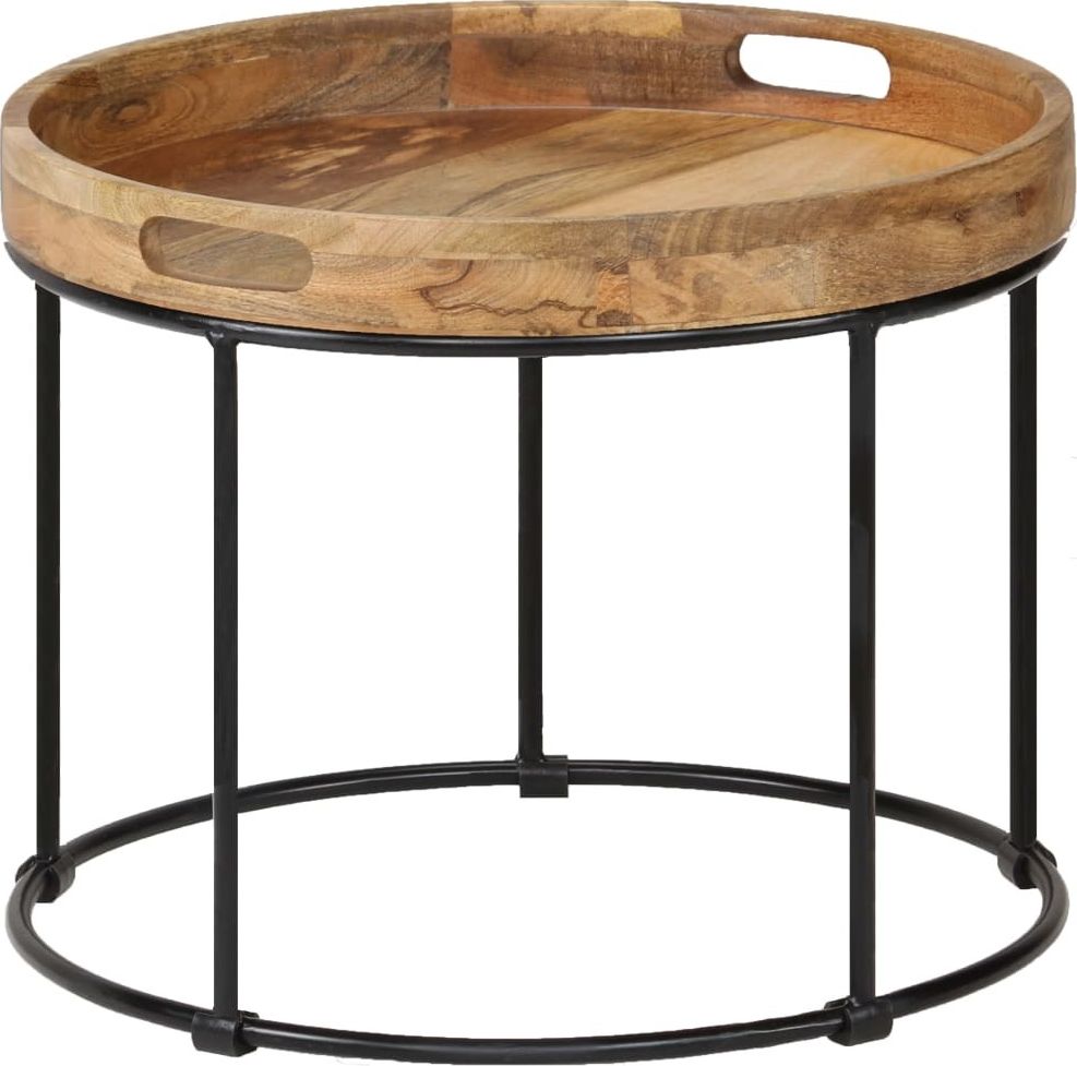 vidaXL Stolik kawowy, lite drewno mango i stal, 50 x 40 cm