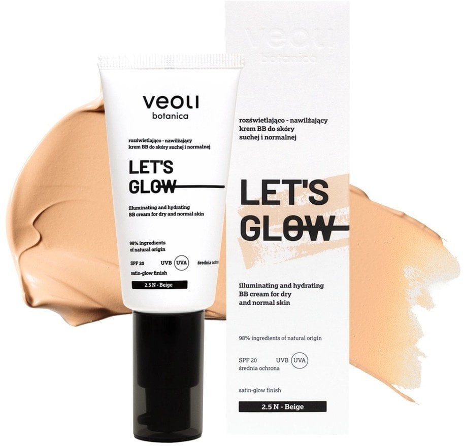 Veoli Botanica Let's Glow rozświetlająco-nawilżający krem BB do skóry suchej i normalnej 2.5 N Beige 30ml