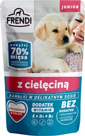 Triton Frendi- Junior, Kawałki w delikatnym sosie z cielęciną dla psa 100g