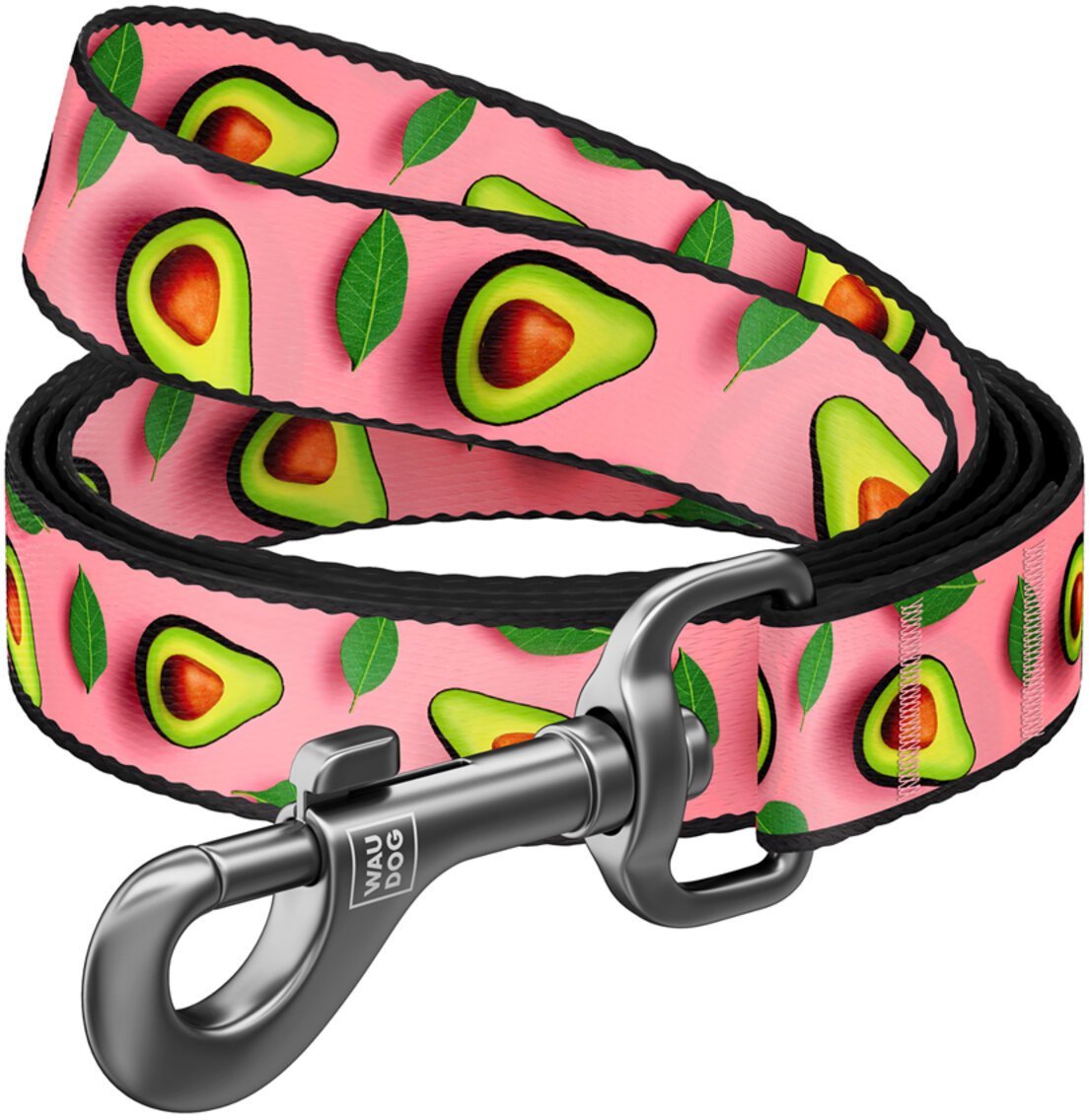 Collar WauDog Nylon Smycz nylonowa M 20mm/200cm, wzór AWOKADO NA RÓŻU