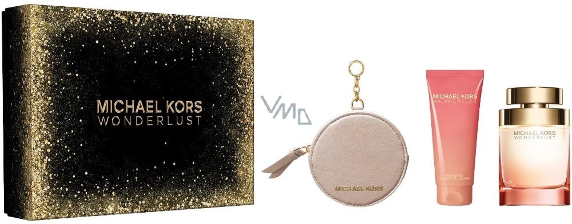 Set Michael Kors: Wonderlust, Eau De Parfum, For Women, 100 ml + Wonderlust, Moisturizing, Body Lotion, 100 ml + Wonderlust, GWP Textile Pouch, Pink F