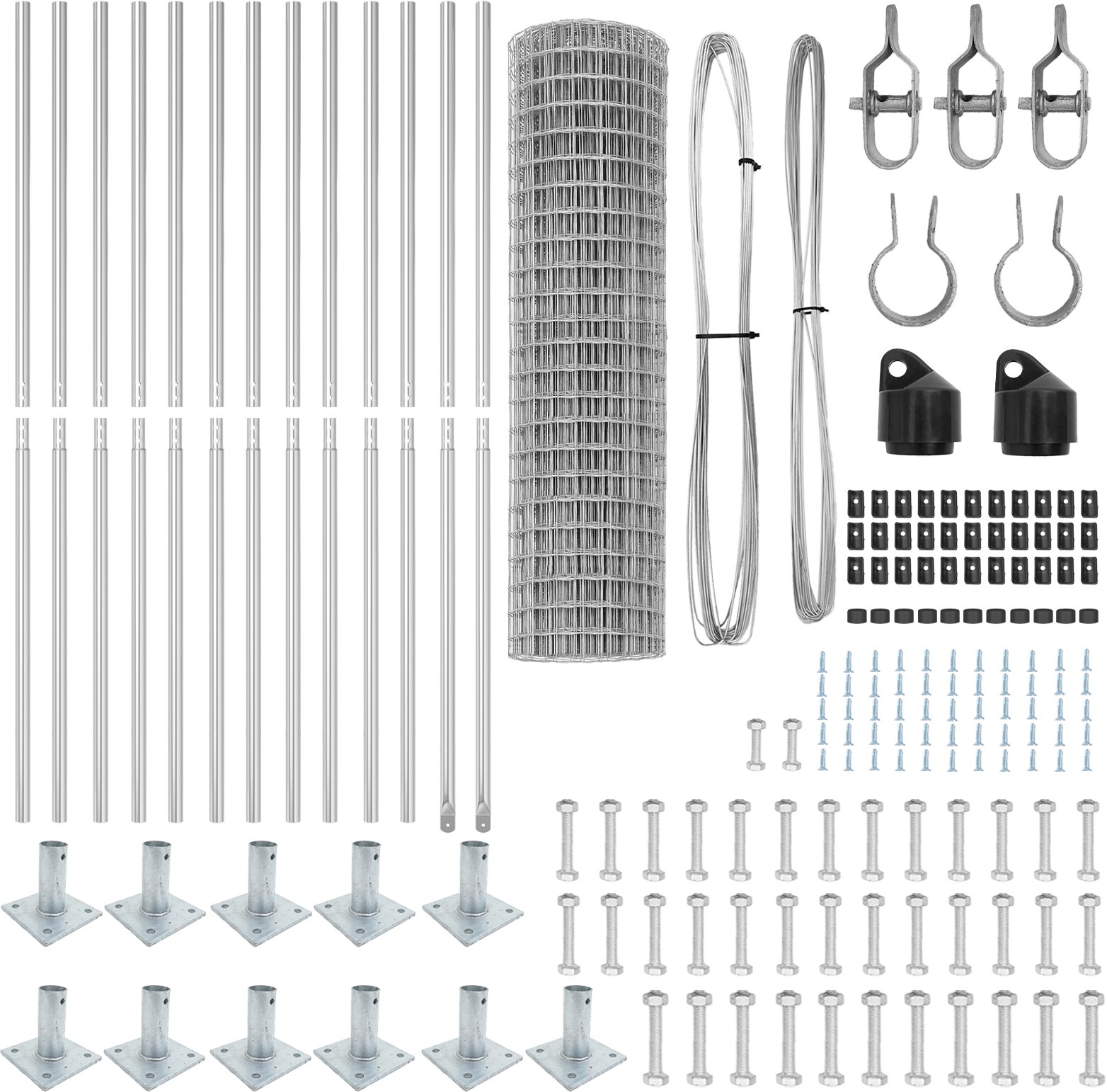 vidaXL Ogrodzenie Euro z 13 flanszowanymi słupkami 1x25 m Stal ocynkowana
