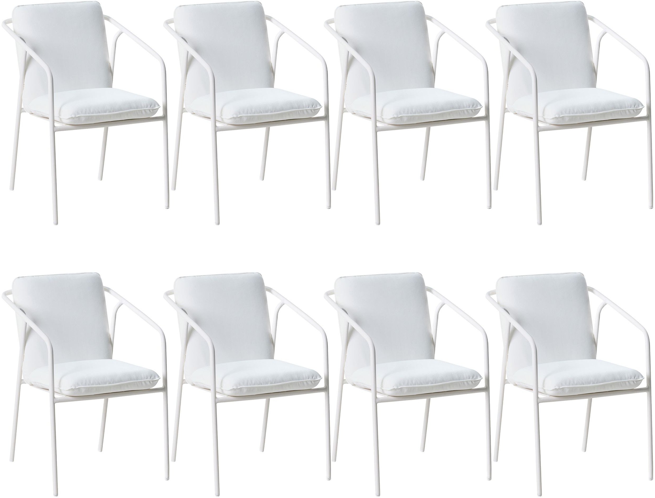 Zestaw 8 krzeseł ogrodowych z poduszkami ASCIANO Metal Biały