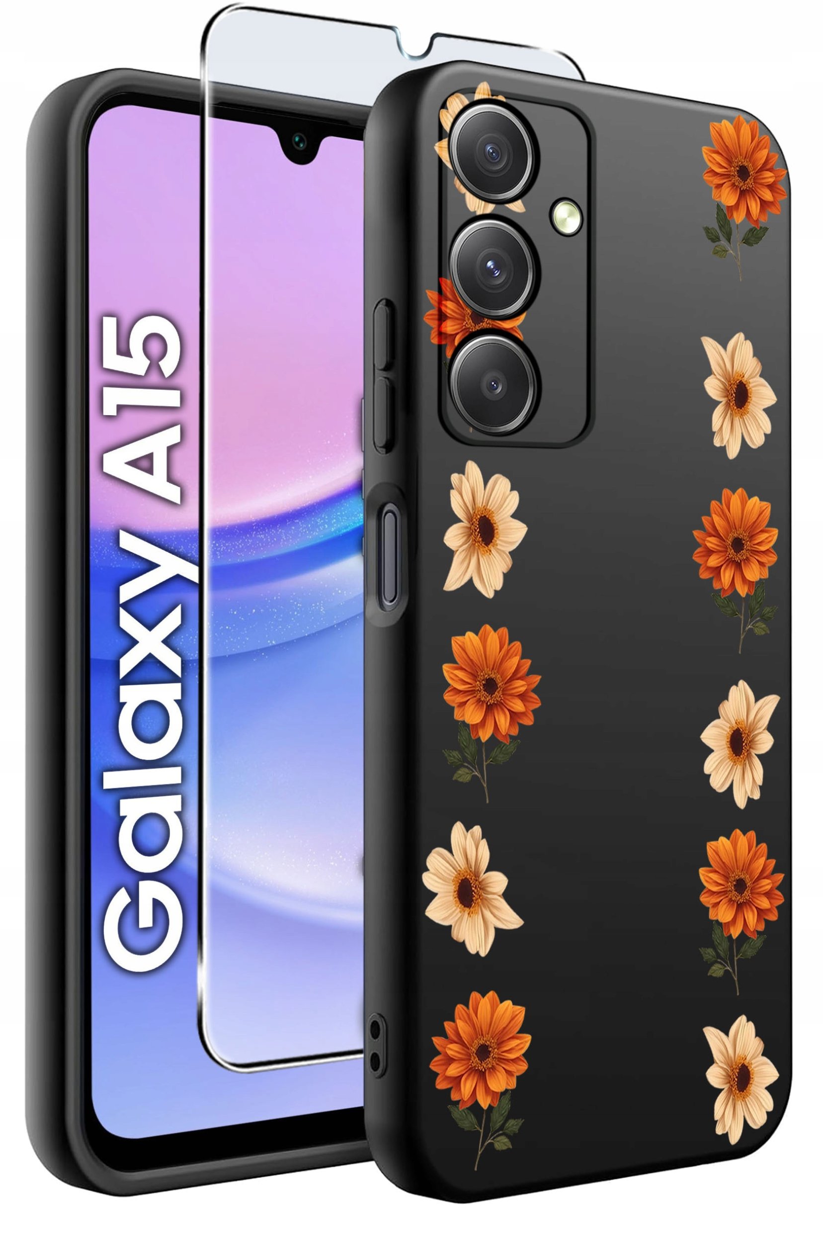 ETUI do Samsung A15 4G | 15 5G WZORY | SILIKONOWE MATT CASE + SZKŁO 9H