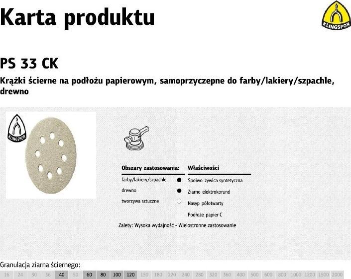 Klingspor 1x100 Klingspor PS 33 CK Sand paper velcro 125 Grain 100 GLS 5