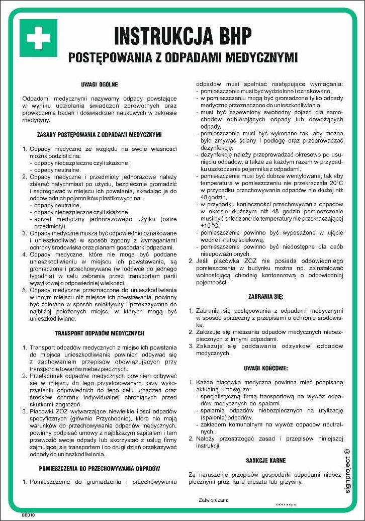 Mój dom Instrukcja Bhp Postępowania Z Odpadami Medycznymi 24,5X35 - Folia Naklejka Libres Polska Sp Sgp-Dd010_245X350_Fn 5904937010383