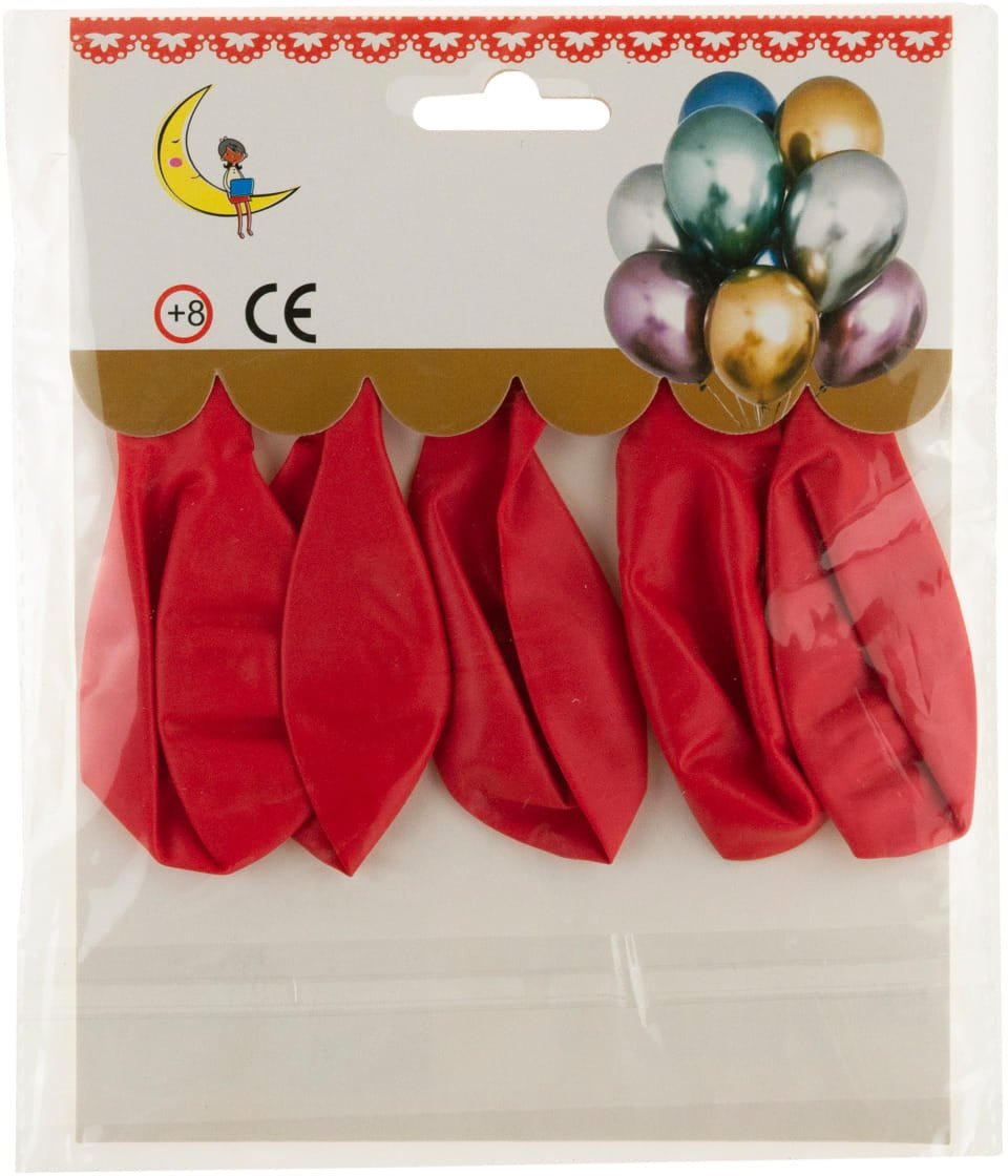 TG53244F BALONY METALICZNE 5SZT CHROM URODZINY CZERWONE