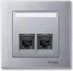 Schneider Merten System M Płytka centralna podwójna gniazda komputerowego RJ45 aluminium (MTN466560)